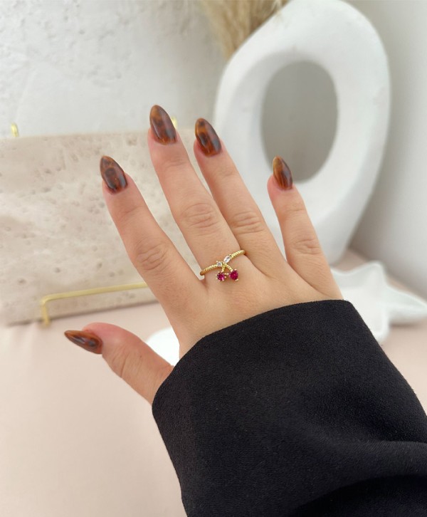 Pink cherry ring