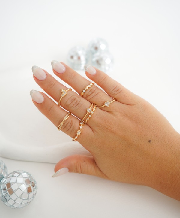 Anillo doble mini circón