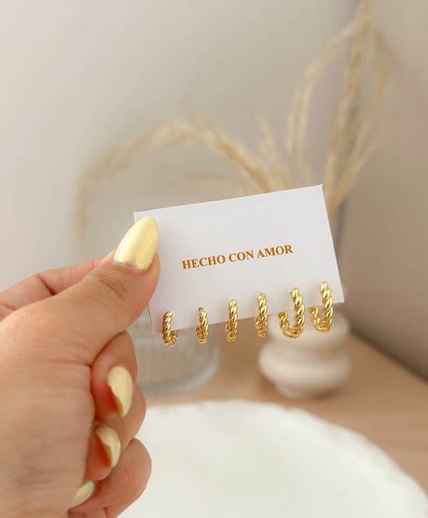 Set candongas trenzadas