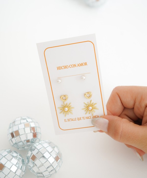 Set de aretes sunny heart