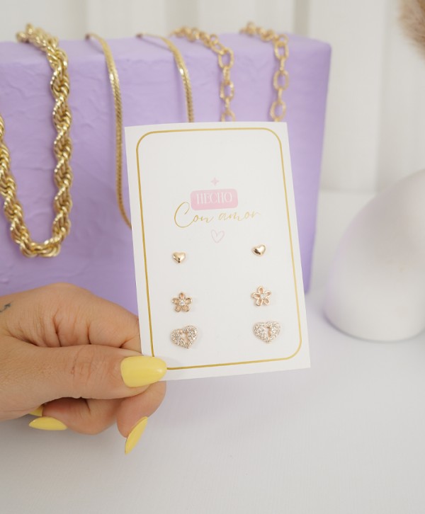 Set de aretes amor secreto