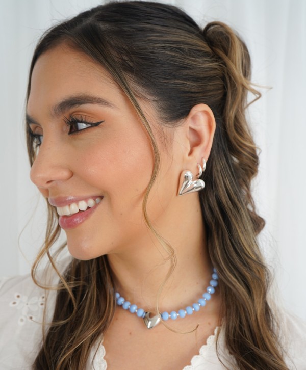 Aretes maxi cora plateado