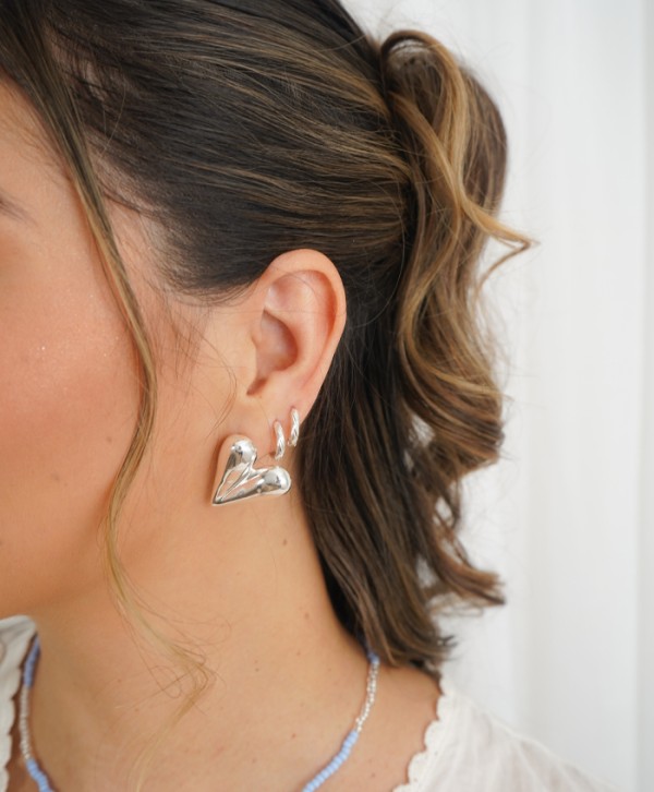 Aretes maxi cora plateado