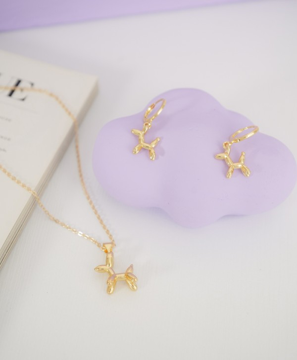 Set aretes y collar balloon dog