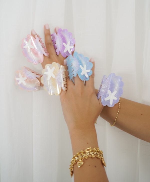 Hair clip rainbow shells