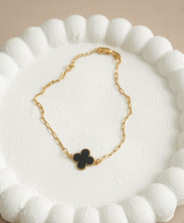 Pulsera eslabones trébol negro Pulsera eslabones trébol negro