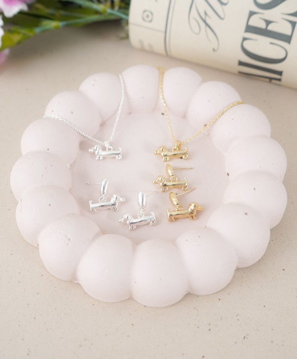 Set aretes y collar teckel