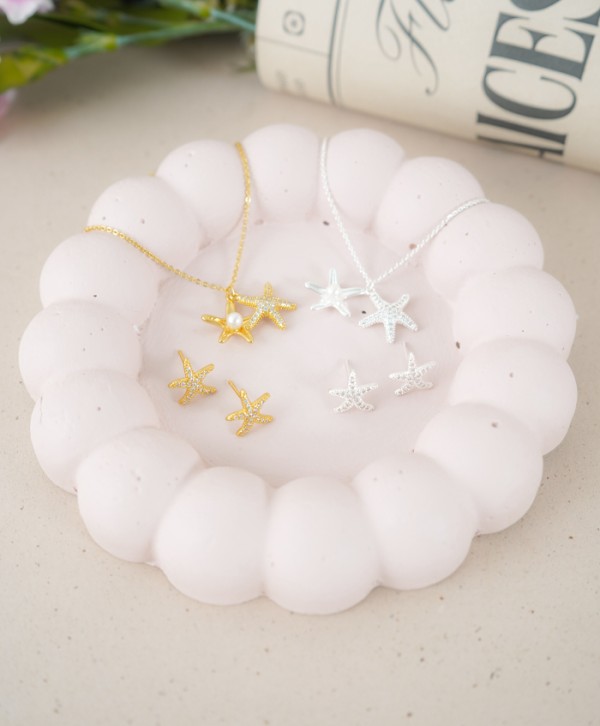 Set aretes y collar estrellas marinas