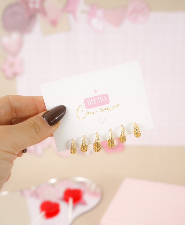 Set de aretes relieve
