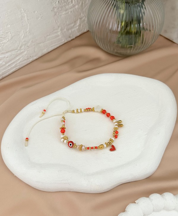 Red heart anklet