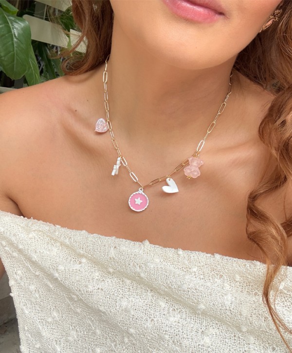 Collar osito rosé