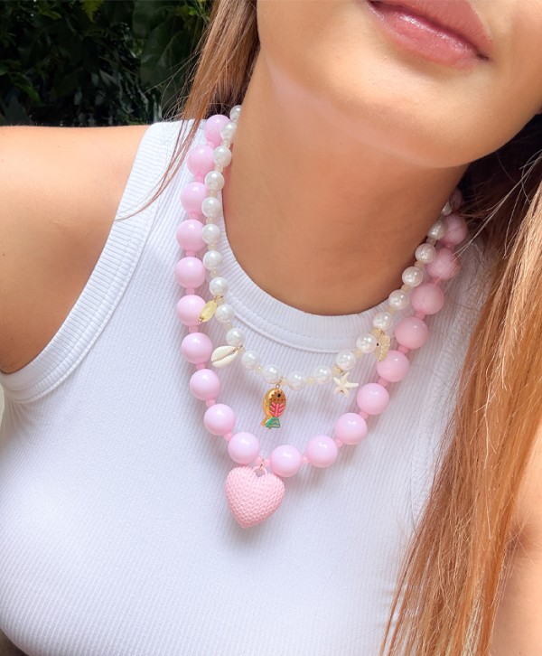 Collar tejido rosa