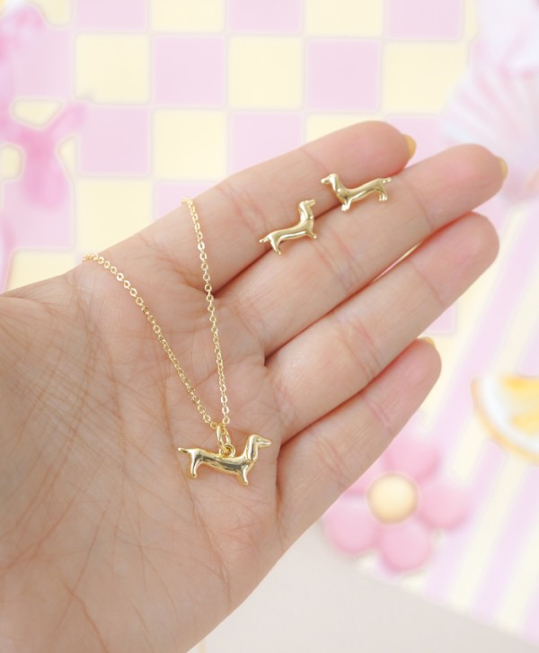 Set aretes y collar salchichita