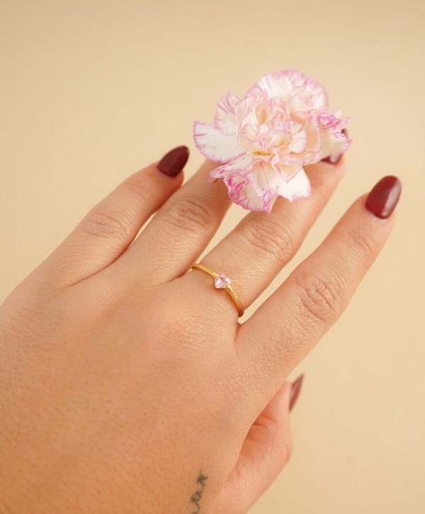 Anillo corazón rosa