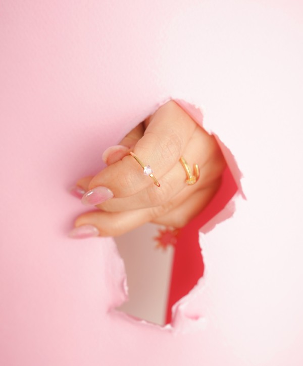 Anillo corazón rosa