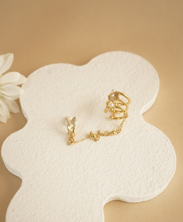 Earcuff y arete lumi butterfly