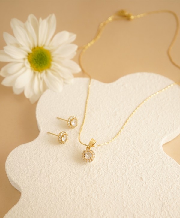 Set aretes y collar crystal Aura