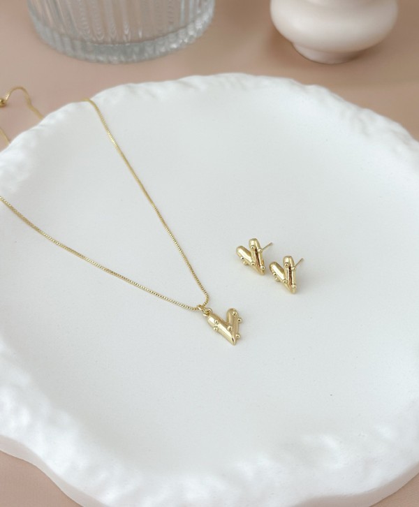 Set aretes y collar golden love