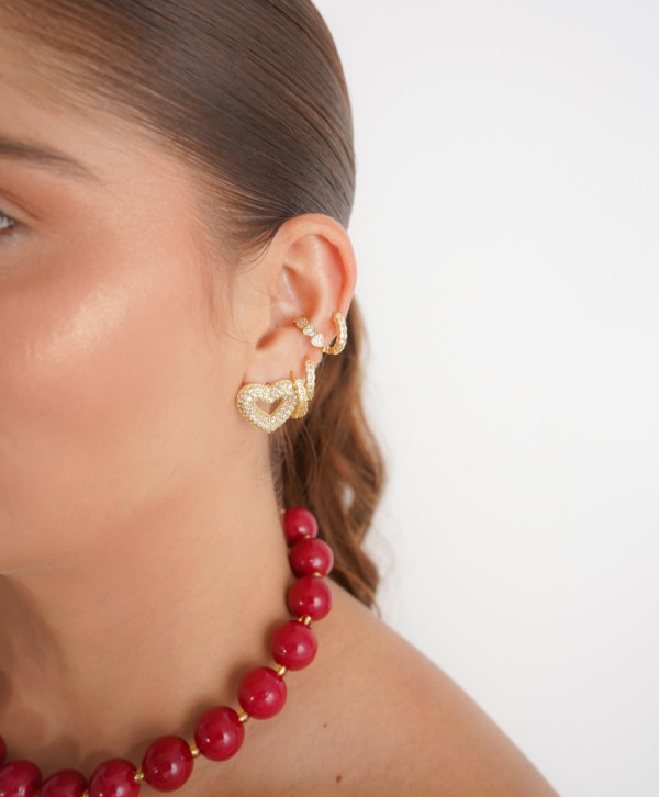 Aretes corazón circonado