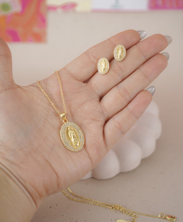 Set aretes y collar devota
