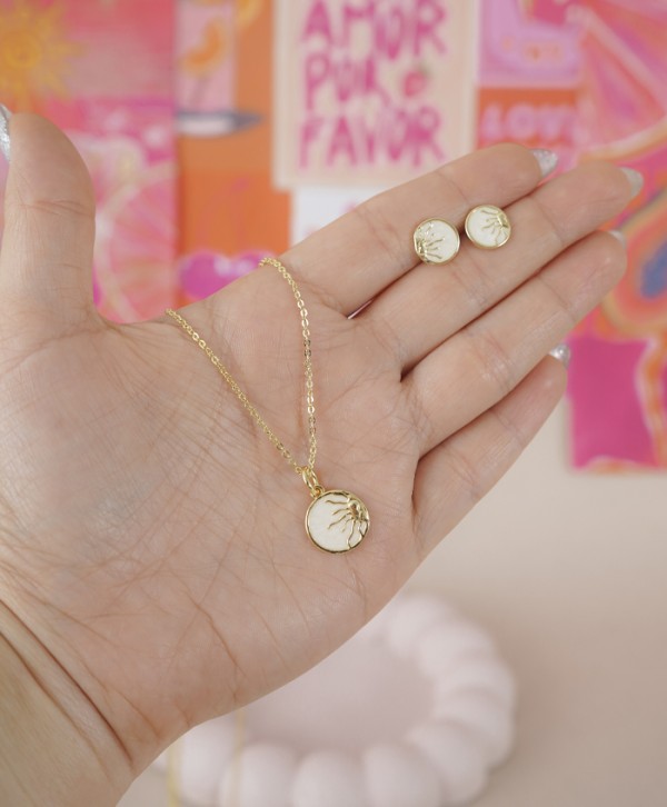 Set aretes y collar sol naciente