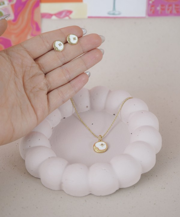 Set aretes y collar lunaria