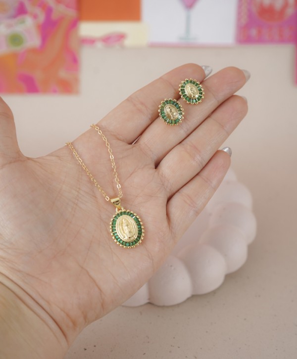 Set aretes y collar alma bendita