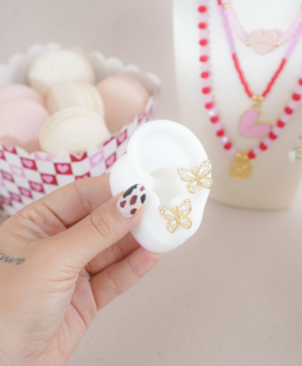 Aretes mariposa cristalina