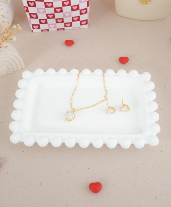 Set aretes y collar corazón de cristal