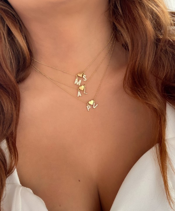 Cadena inicial doble corazón 