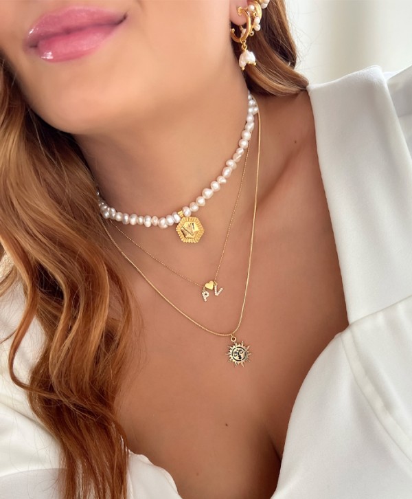 Cadena inicial doble corazón 